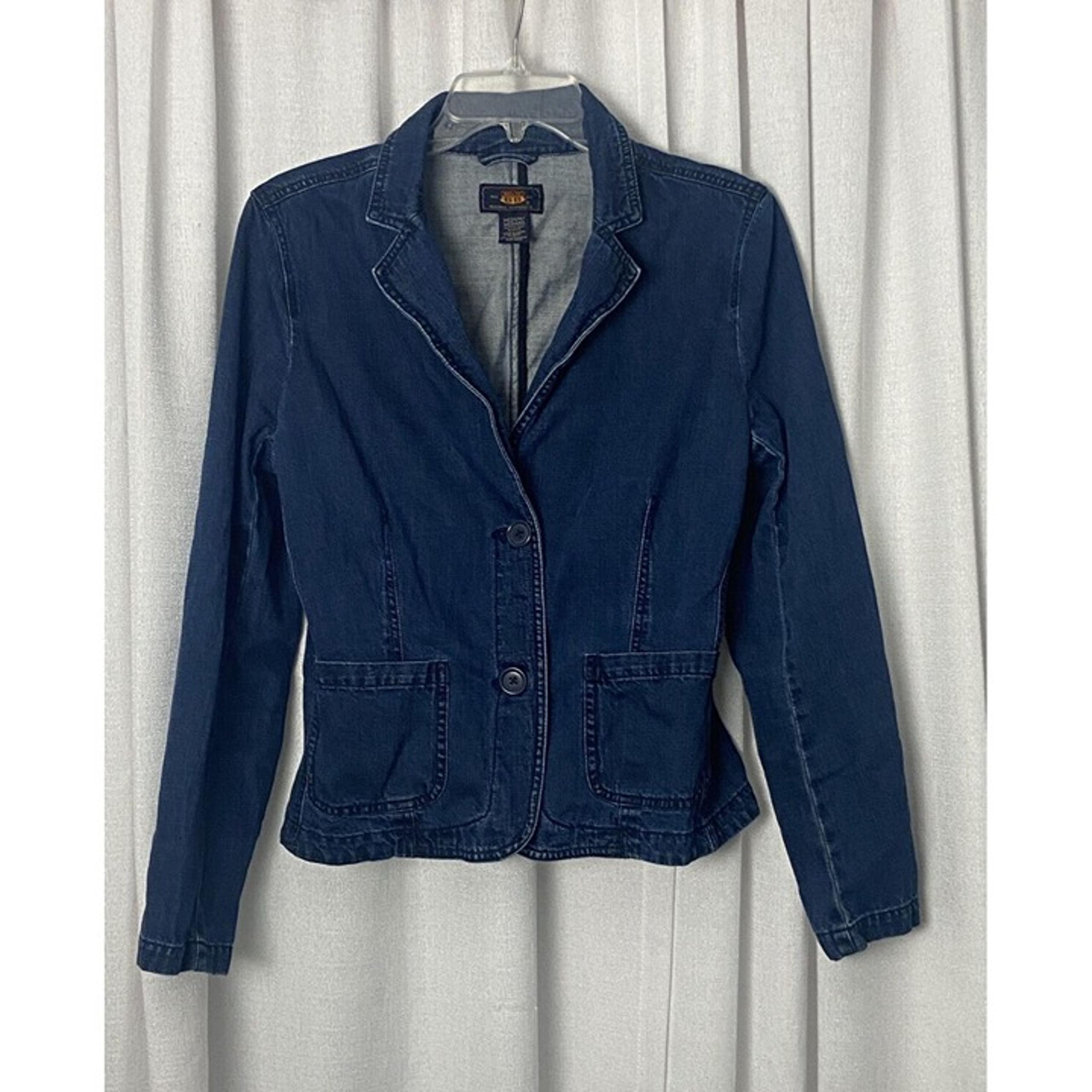 Route 66 Women's Jean Jacket Size Medium Blue Denim 2 Button Blazer Fall Country