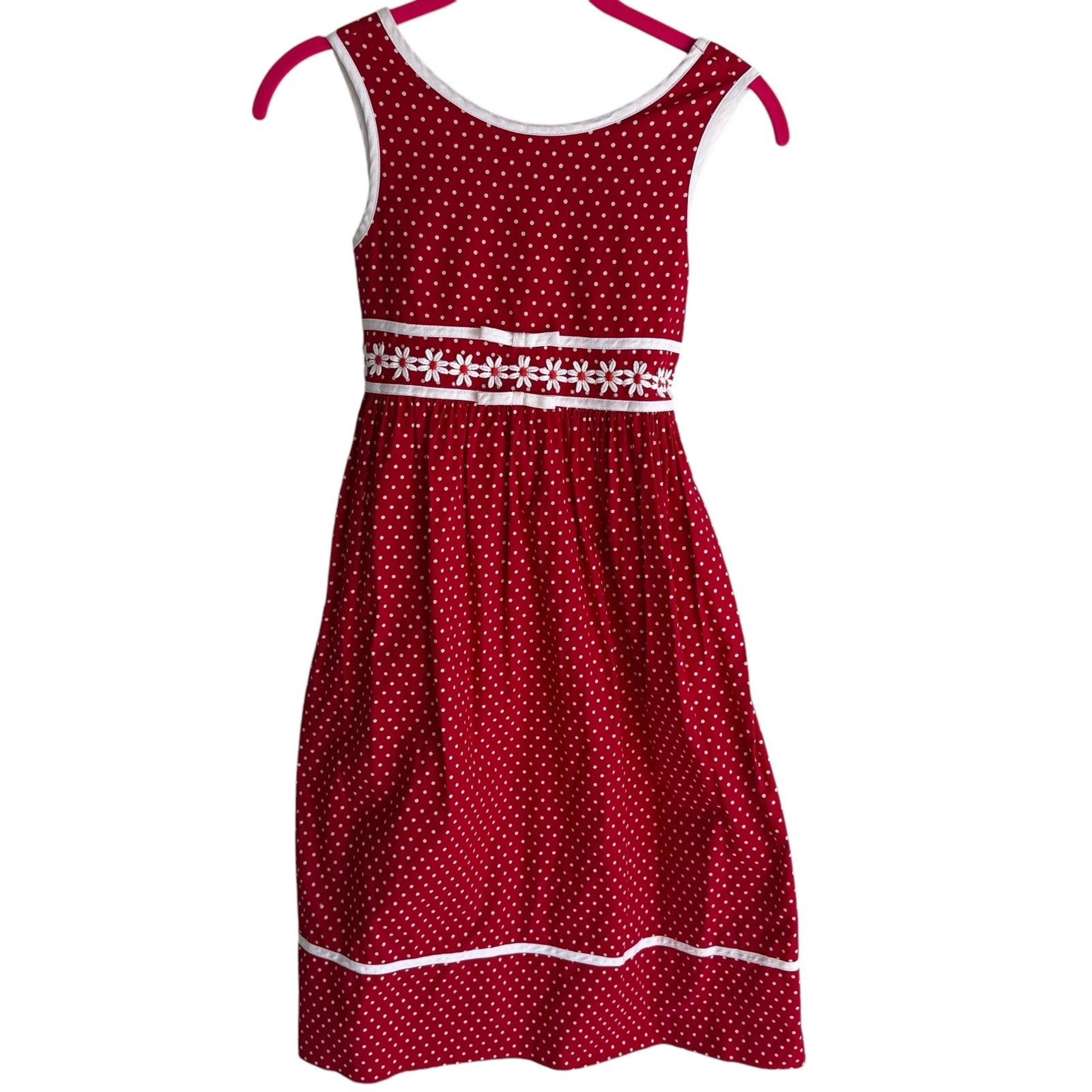 RARE EDITIONS Red and White Polka Dot Daisy Girls Dress, 8