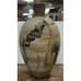 Art Pottery 16.5 Earthtones Vase Signed Steve Burrow 1990 Tan Cream Black