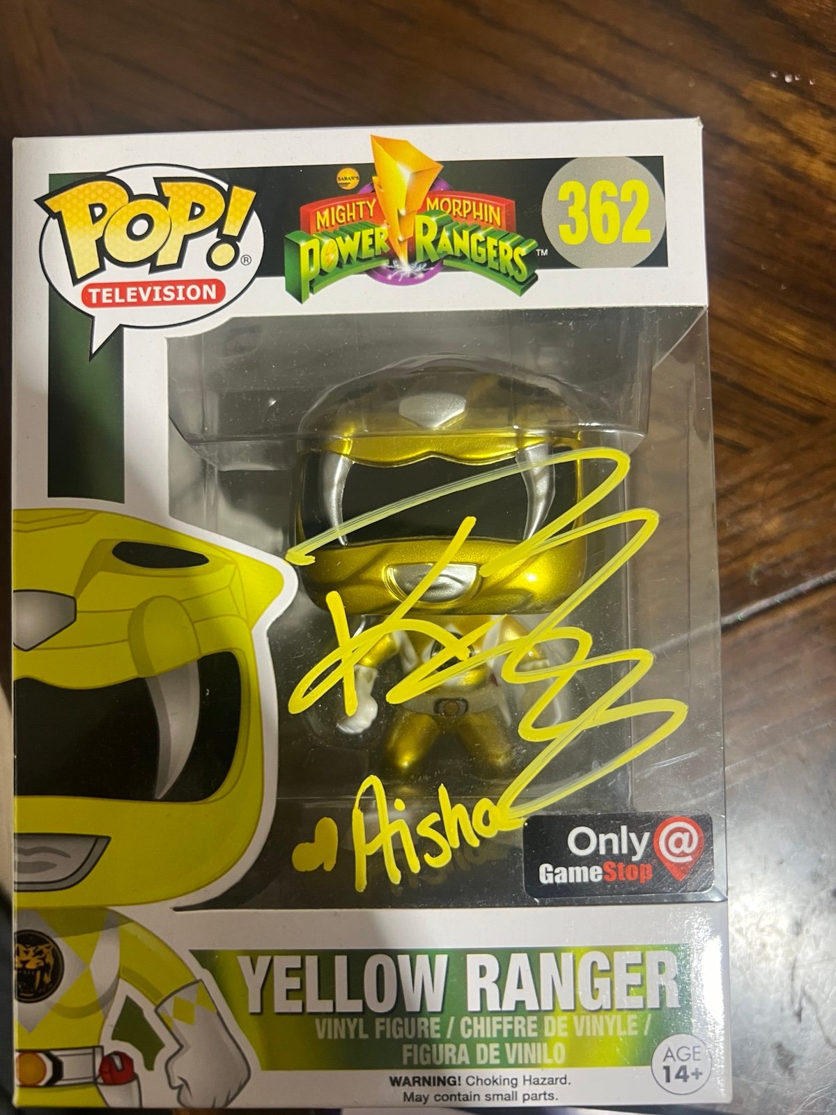 Funko Pop yellow power ranger signed