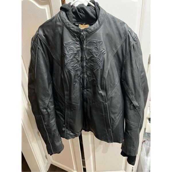 Milwaukee Leather motorcycle Jacket black embroidered riding jacket SZ 3XL Moto