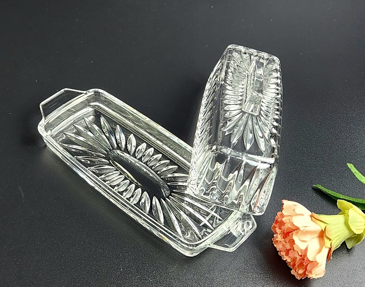 Vintage 1/4 Pound Covered Butter Althea (Cut) by GORHAM CRYSTAL -Made in Germany