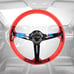 NEW JDM TRD Universal 6-Hole 350mm Deep Dish Red Crystal Bubble Steering Wheel