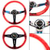 NEW JDM TRD Universal 6-Hole 350mm Deep Dish Red Crystal Bubble Steering Wheel