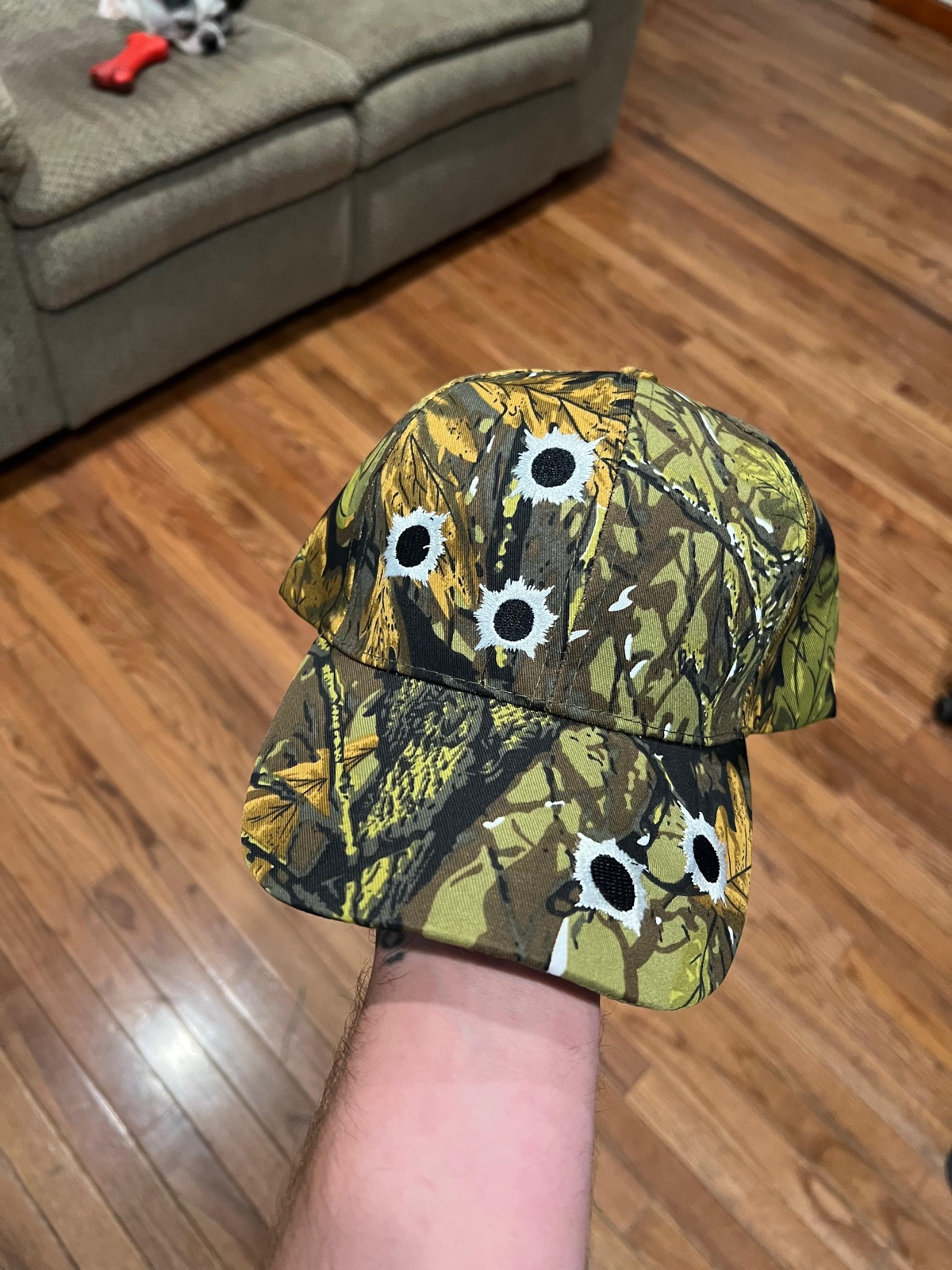 Camo bullet hole adjustable cap hat