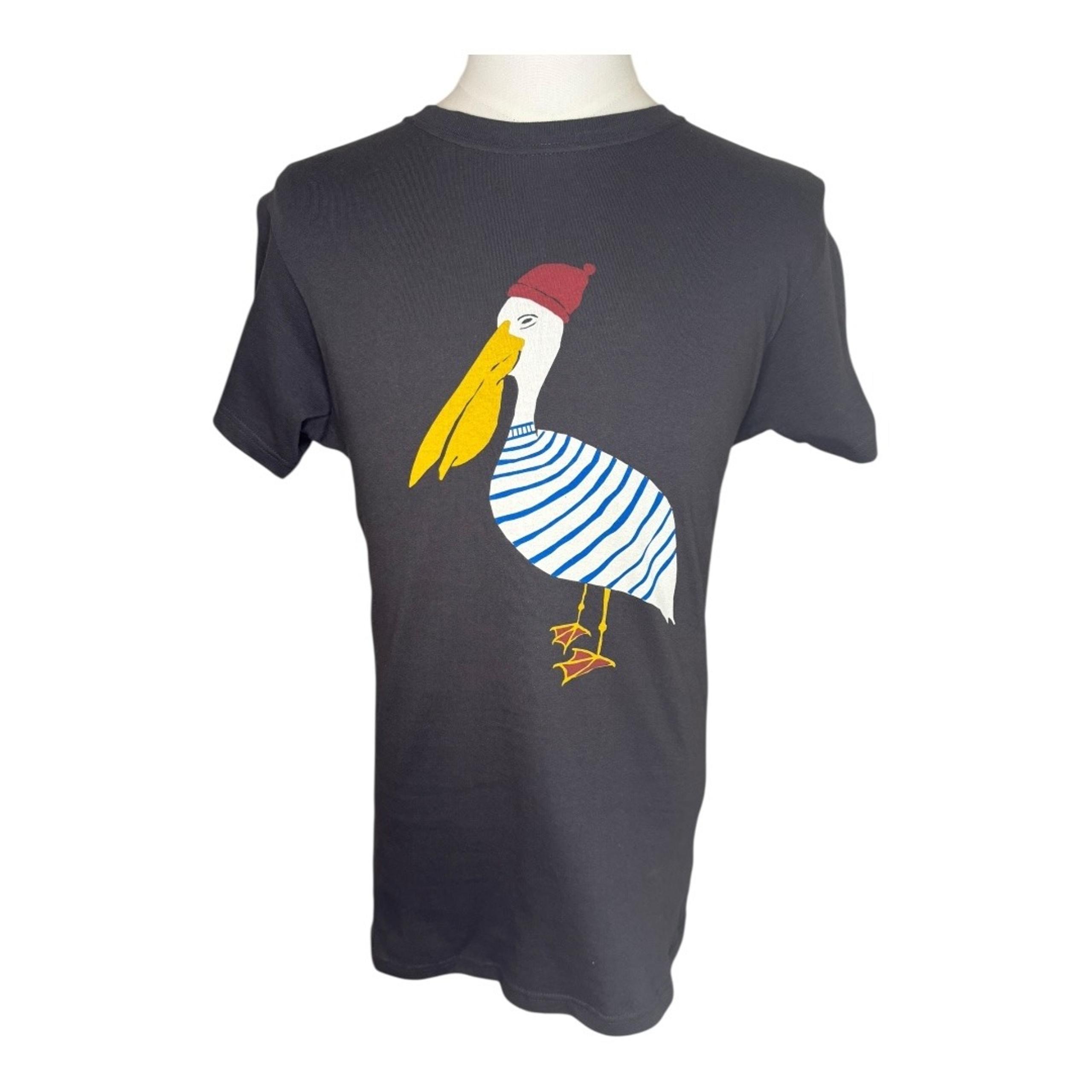 ALTRU Graphic Tee Pelican Bird Striped Shirt Crew Neck Casual Small NWT