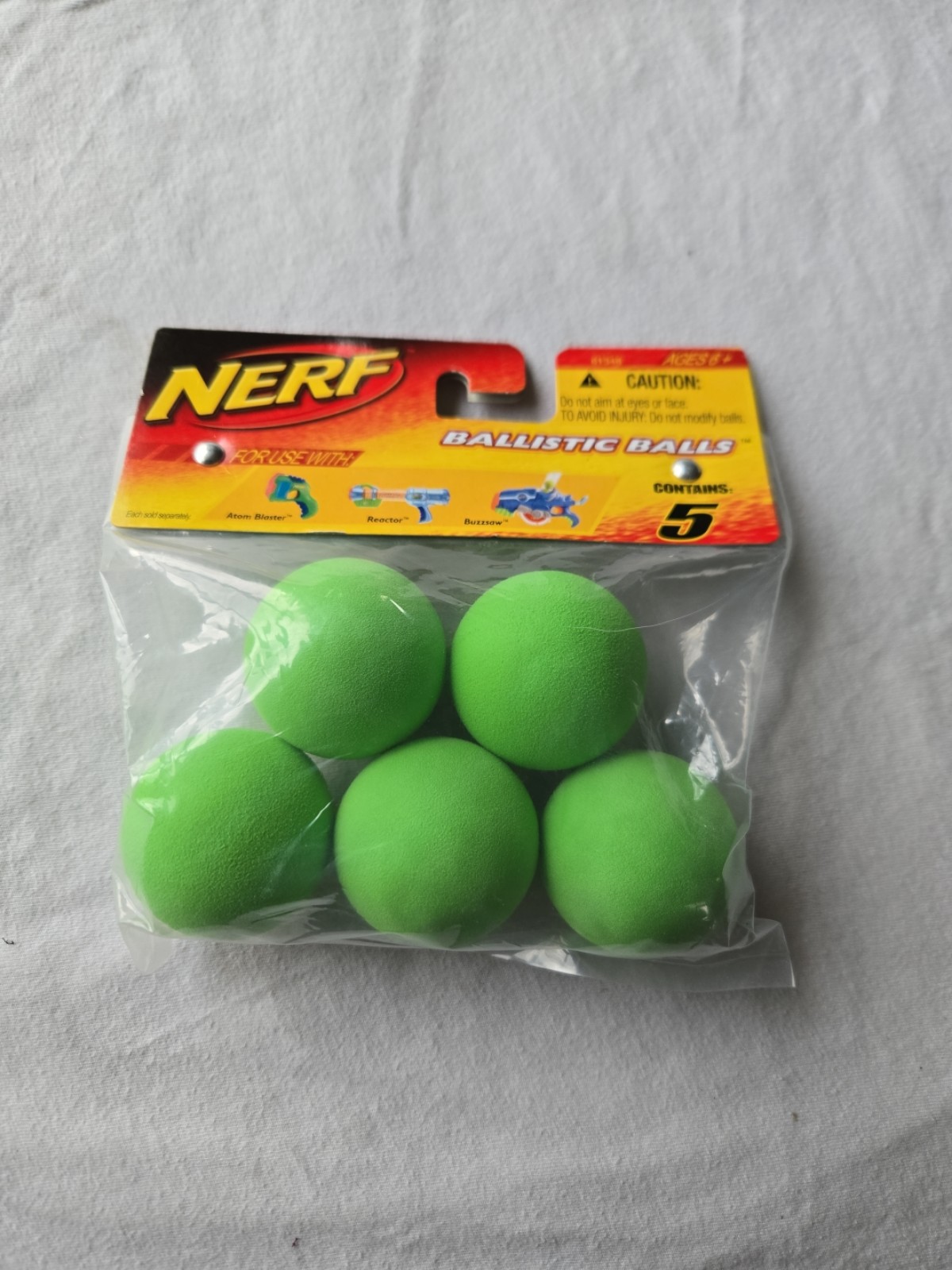 Nerf Ballistic Balls Refill Pack of 5 Green - Reactor, Atom Blaster New 2004