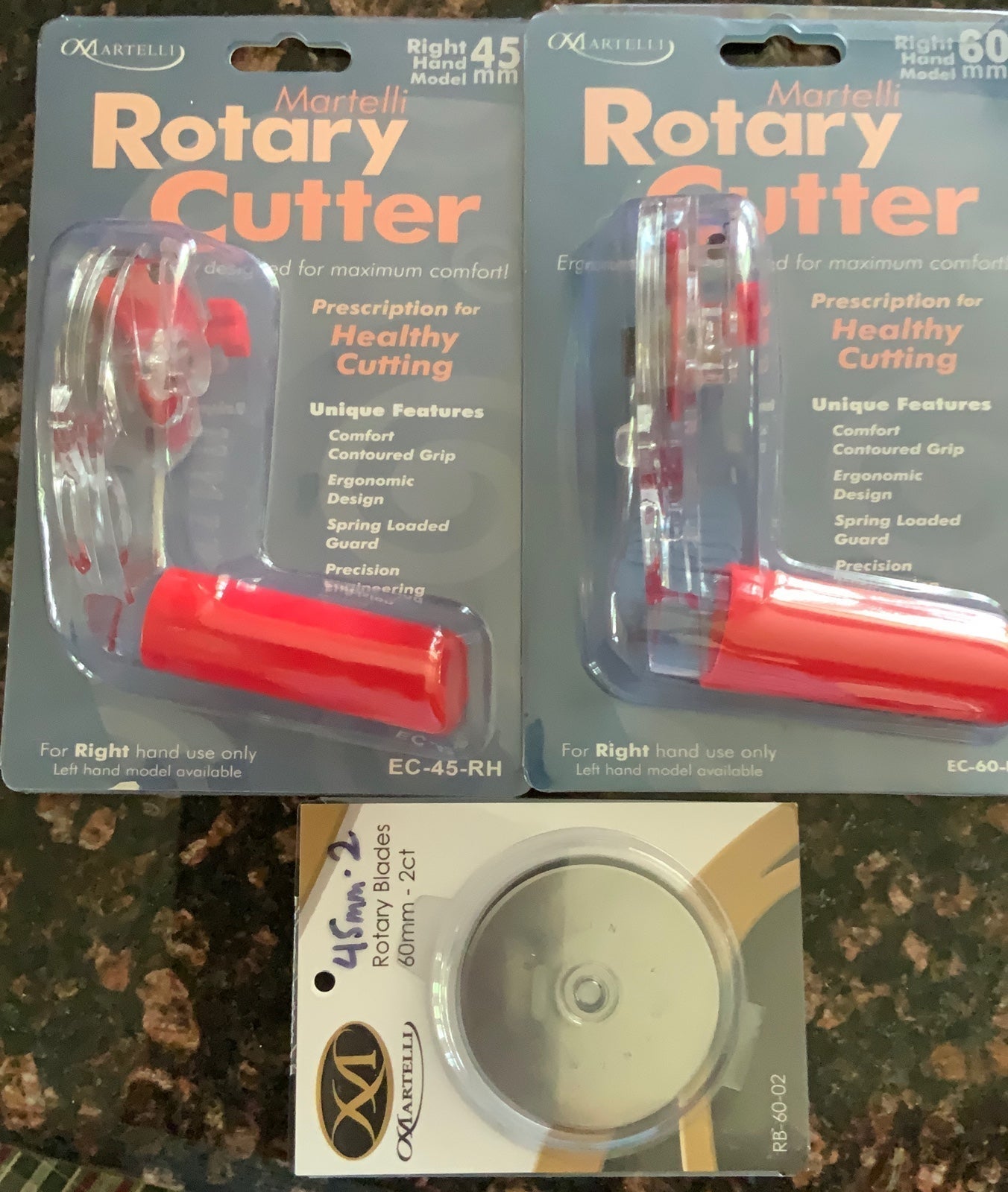 Martelli rotary cutters 45mm,60mm and extra blades
