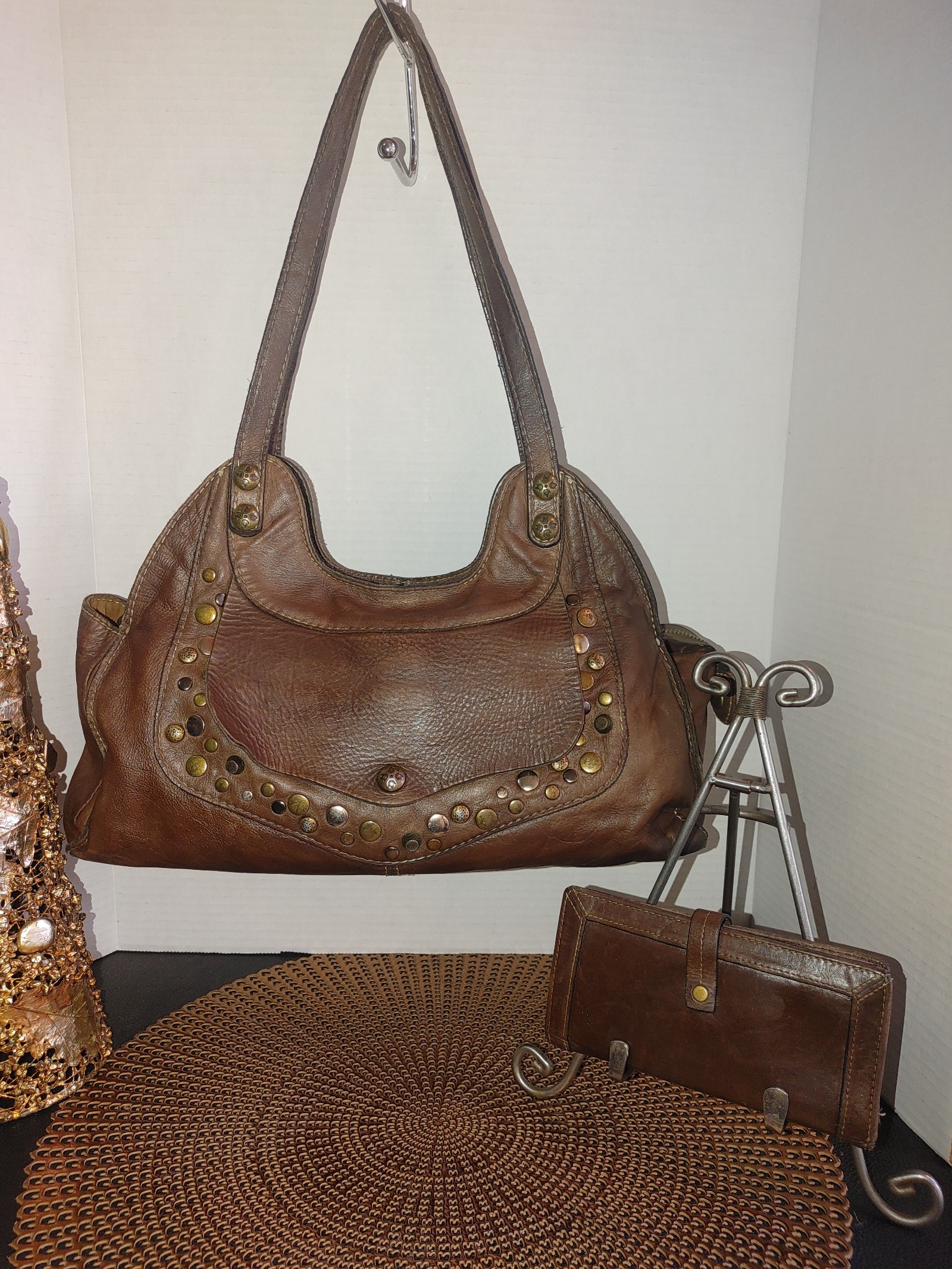 Patricia Nash Leather Shoulder Bag & Fossil Wallet