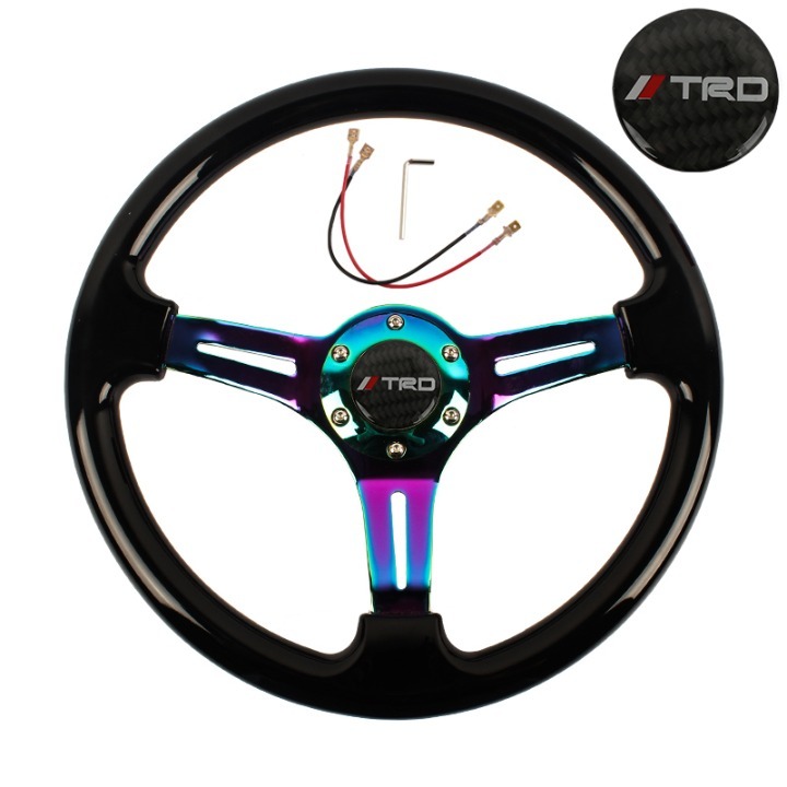 NEW 350mm 14 Universal TRD ABS Racing Steering Wheel Black With Neo Spoke