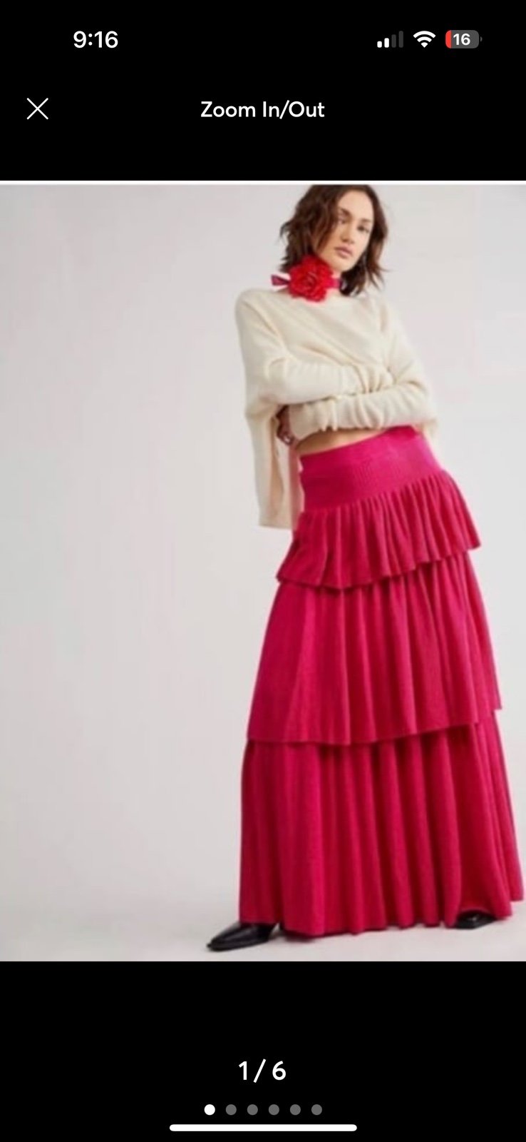 Free People boho hot pink tiered knit maxi skirt
