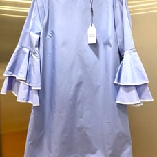 English Factory blue ruffle sleeve dress