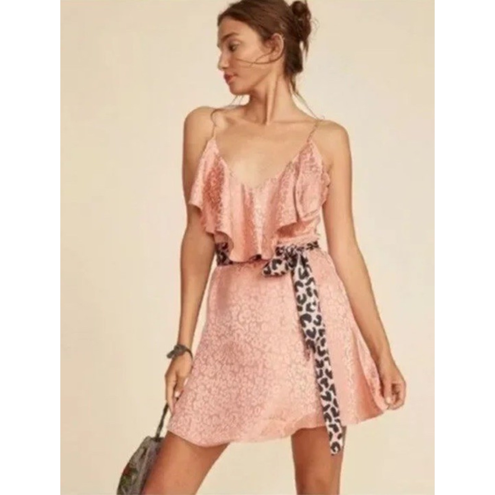 LPA LEOPARD PRNT MINI DRESS IN PINK SIZE MEDIUM