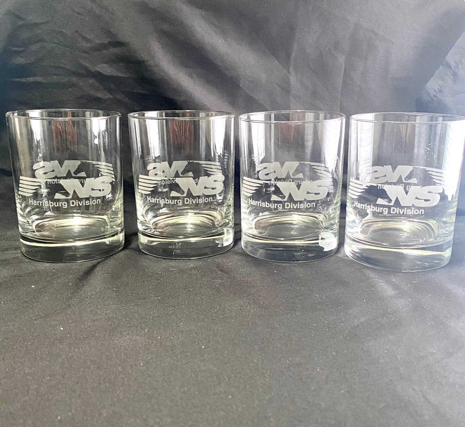 Norfolk Southern Railway Glasses set of 4 etched logo Harrisburg Division 14 oz