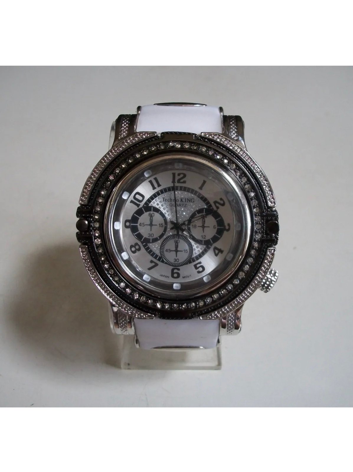 Men's Silver Finish White Silicone Band Hip Hop Watch