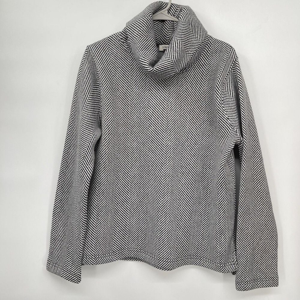 J Crew Factory Woman's Cowl Turtleneck Sweater Size L Black White