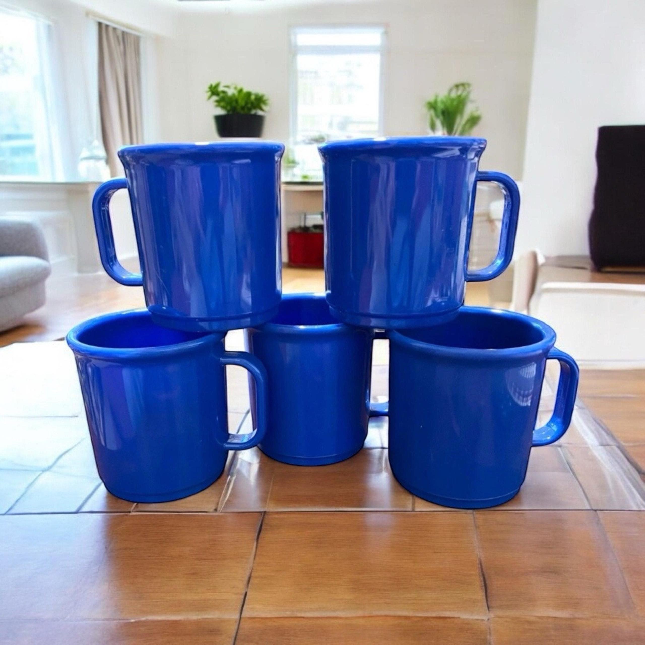 5 Blue Rubbermaid Stackable Cups 3813 Unbreakable Plastic Camping