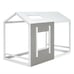 Twin Size House Platform with Roof and Window, White+Antique Grey