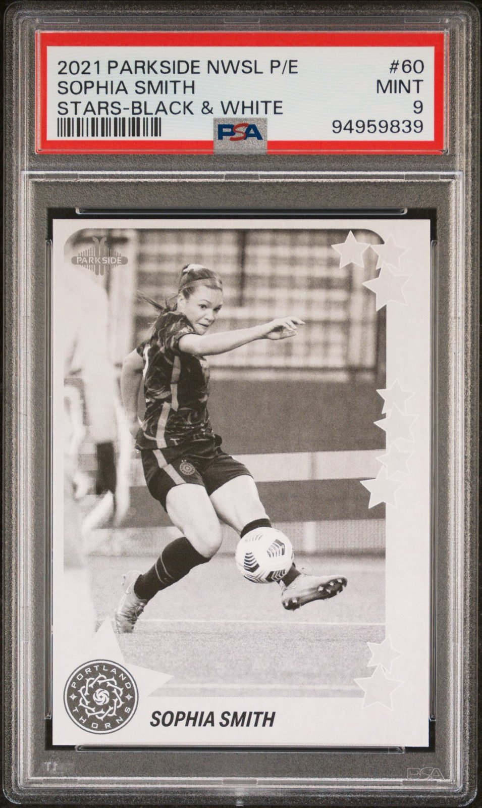 2021 Parkside NWSL Sophia Smith Black & White Rookie RC PSA 9