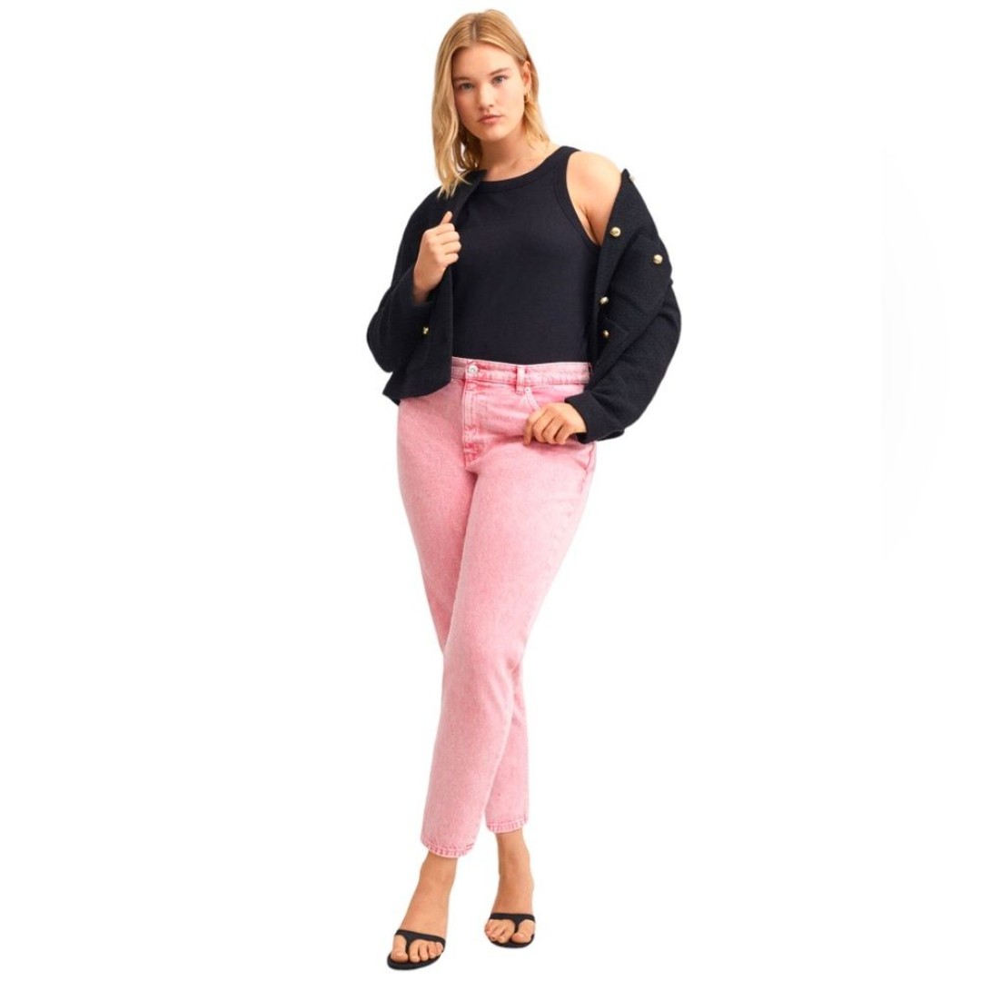 Mango size 20 plus size pink jeans. 100% cotton. Mom-fit. High waist. Ankle