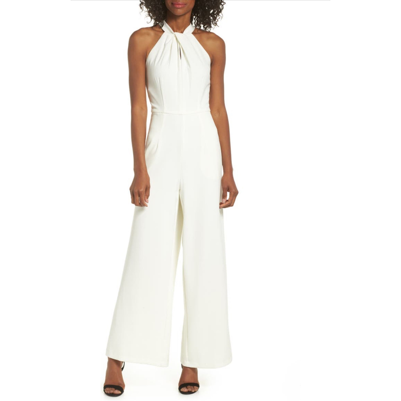 Julia Jordan ivory Knot Neck Halter Jumpsuit size 8 (m)