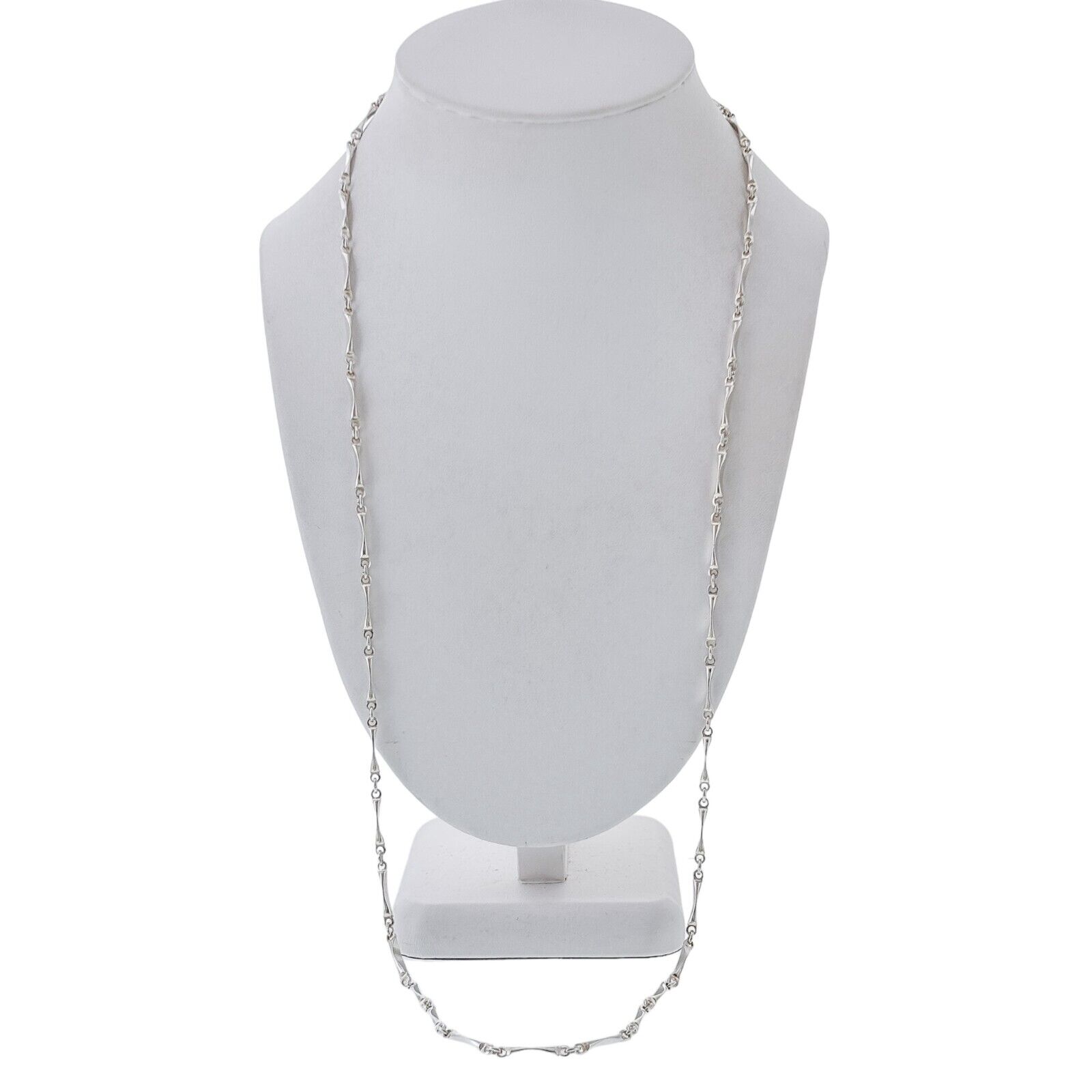 Vintage Sterling Silver 925 3.3mm 20 Gram Curved Bar Link Chain Necklace 30