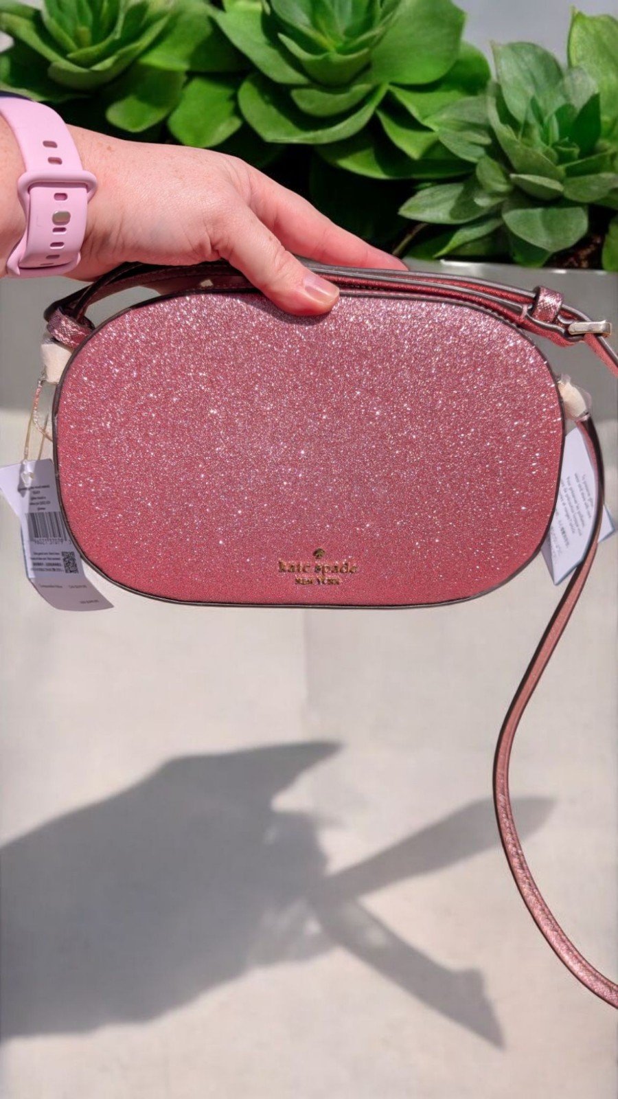 NWT Kate Spade Outlet Glimmer Oval Camera Bag Mitten Pink