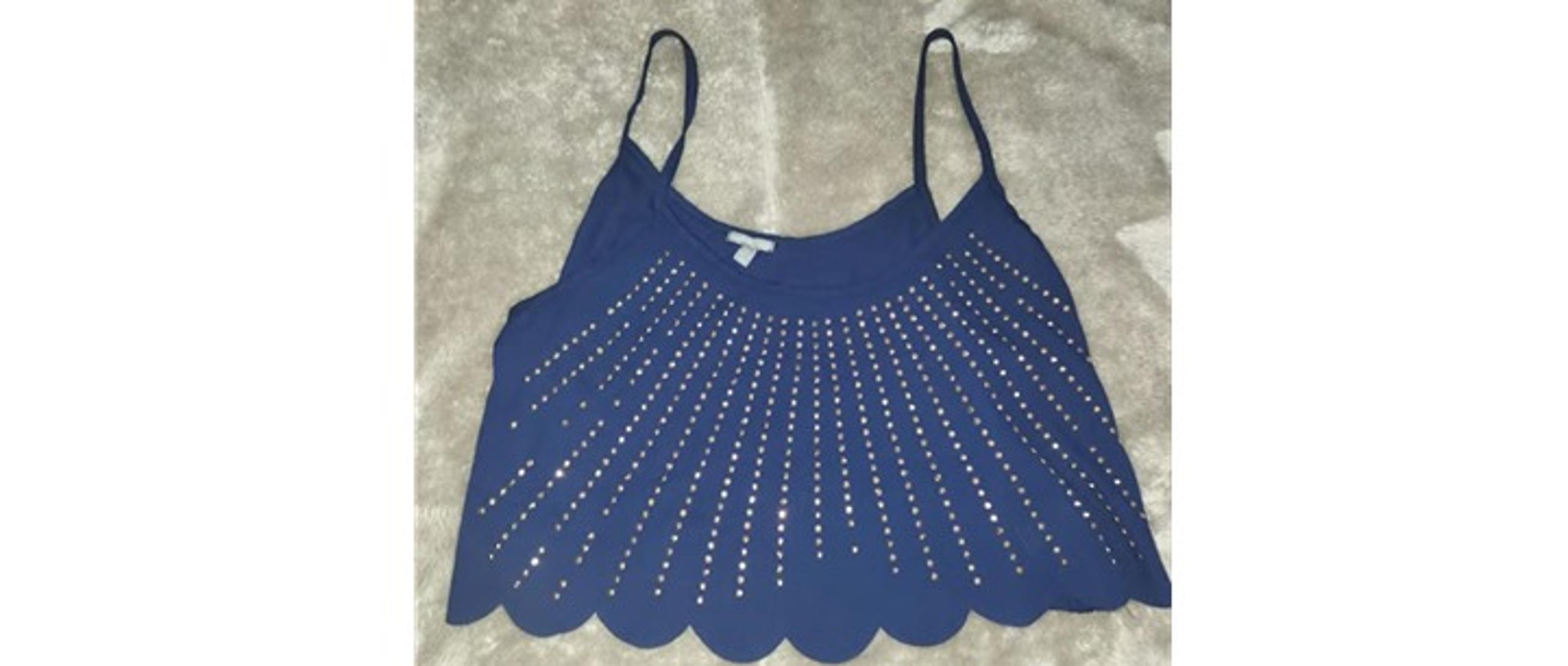 Charlotte Russe stylish halter top, Blue with studded design in size Medium