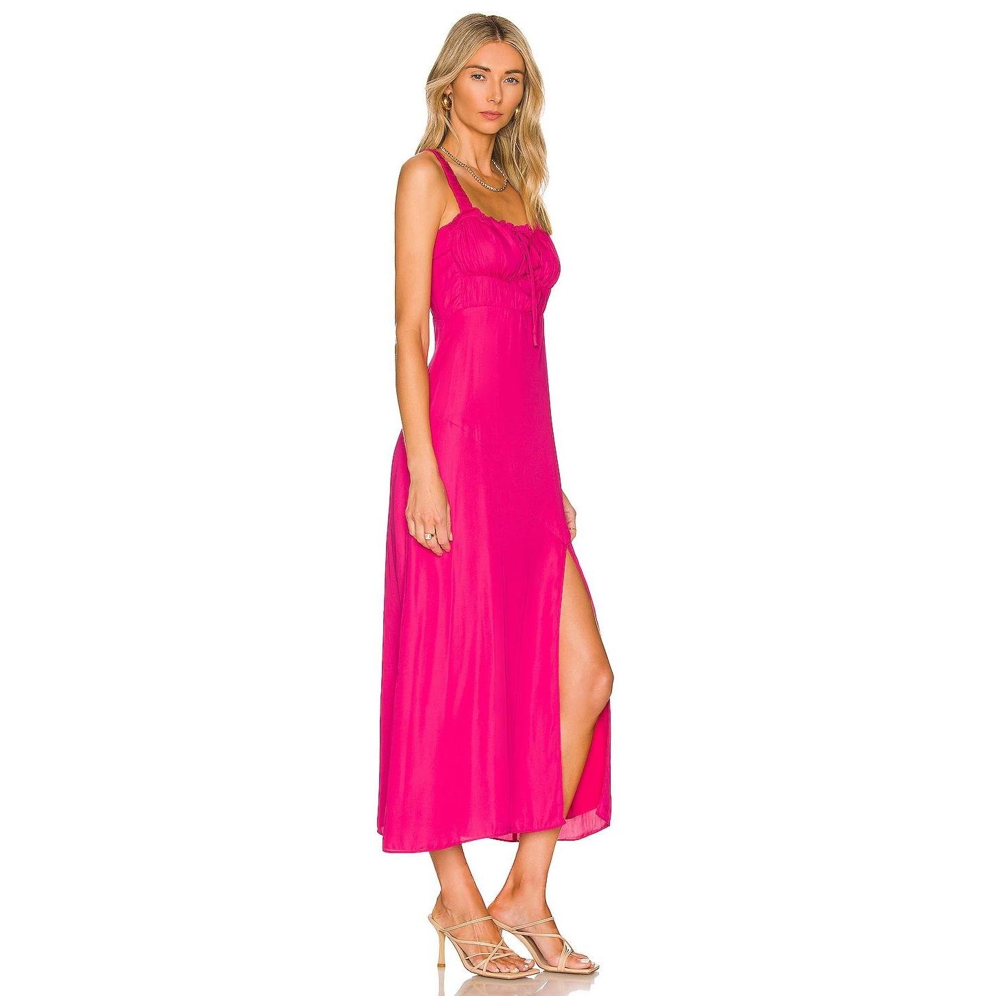 Line & Dot Brooke Midi Dress in Hot Pink Fuchsia Size S (NWD)