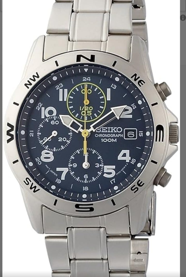 Seiko Chronograph Blue Compass Bezel 100M WR Japan A
