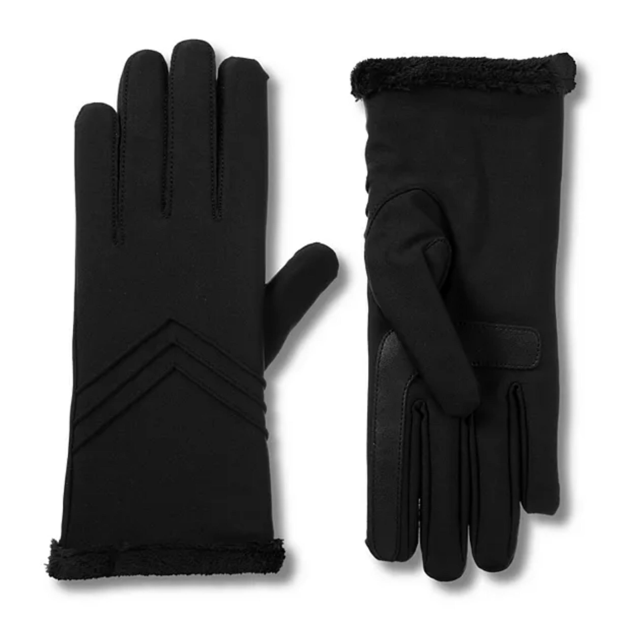 Isotoner Chevron Gloves Women's | SmartDri Touchscreen Tech | Black color
