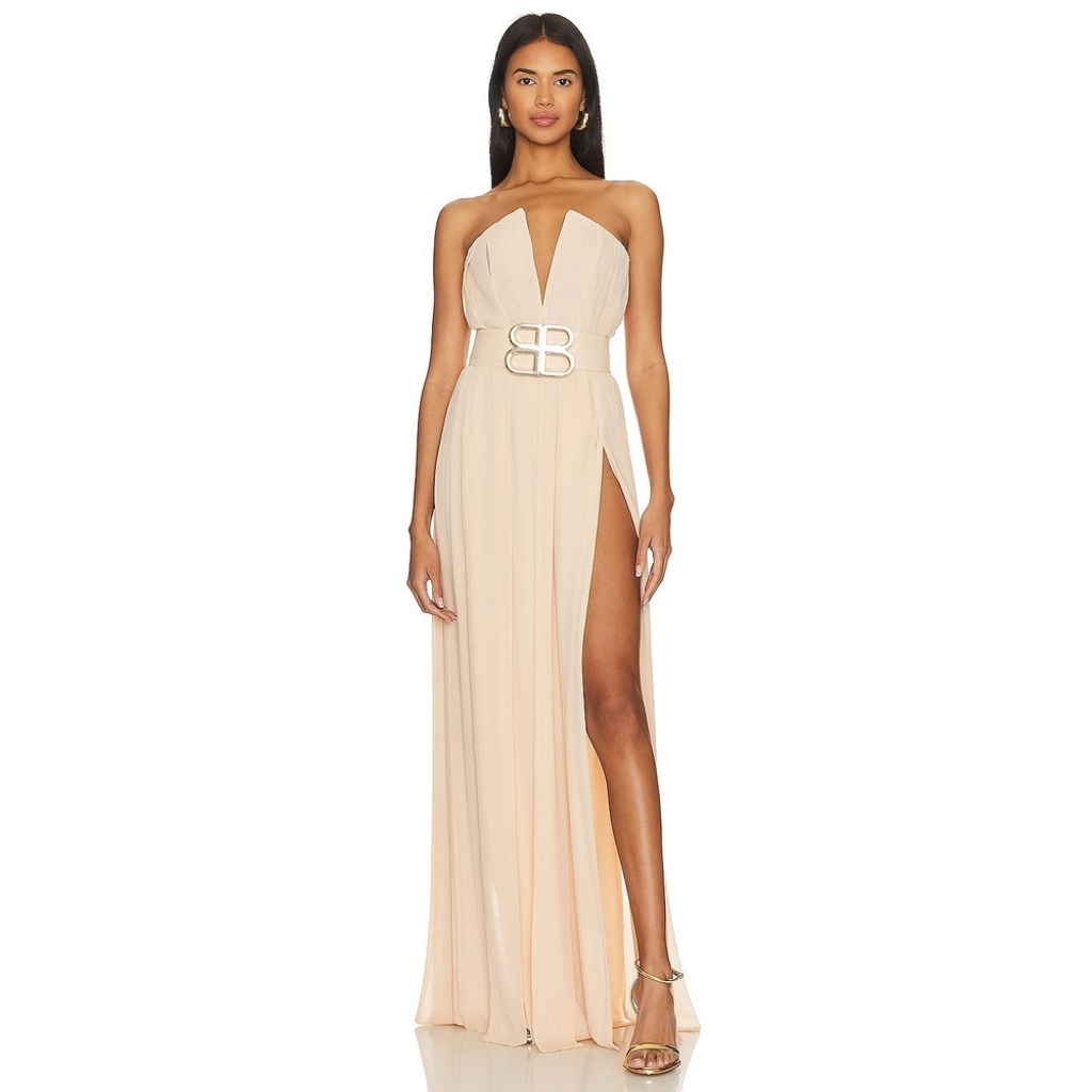 NWT Bronx and Banco Nia Cream Strapless Gown in Cream Size Medium