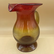 Blenko Glass Tangerine Amberina Large 9” Pitcher Vintage READ