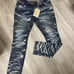 EVOLUTION MENS BLUE STRIATED BIKER STRETCH JEANS SIZE 38