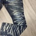 EVOLUTION MENS BLUE STRIATED BIKER STRETCH JEANS SIZE 38