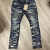 EVOLUTION MENS BLUE STRIATED BIKER STRETCH JEANS SIZE 38
