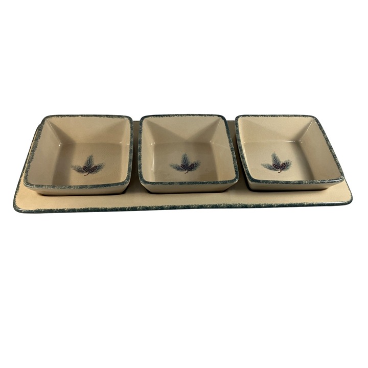 Home & Garden Party Northwoods Stoneware 3-Part Divided Server With 5 Bowls
