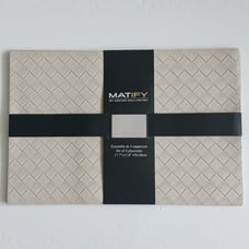 Matify Set Of 4 Faux Leather Woven Placemats Reversible Color Grey