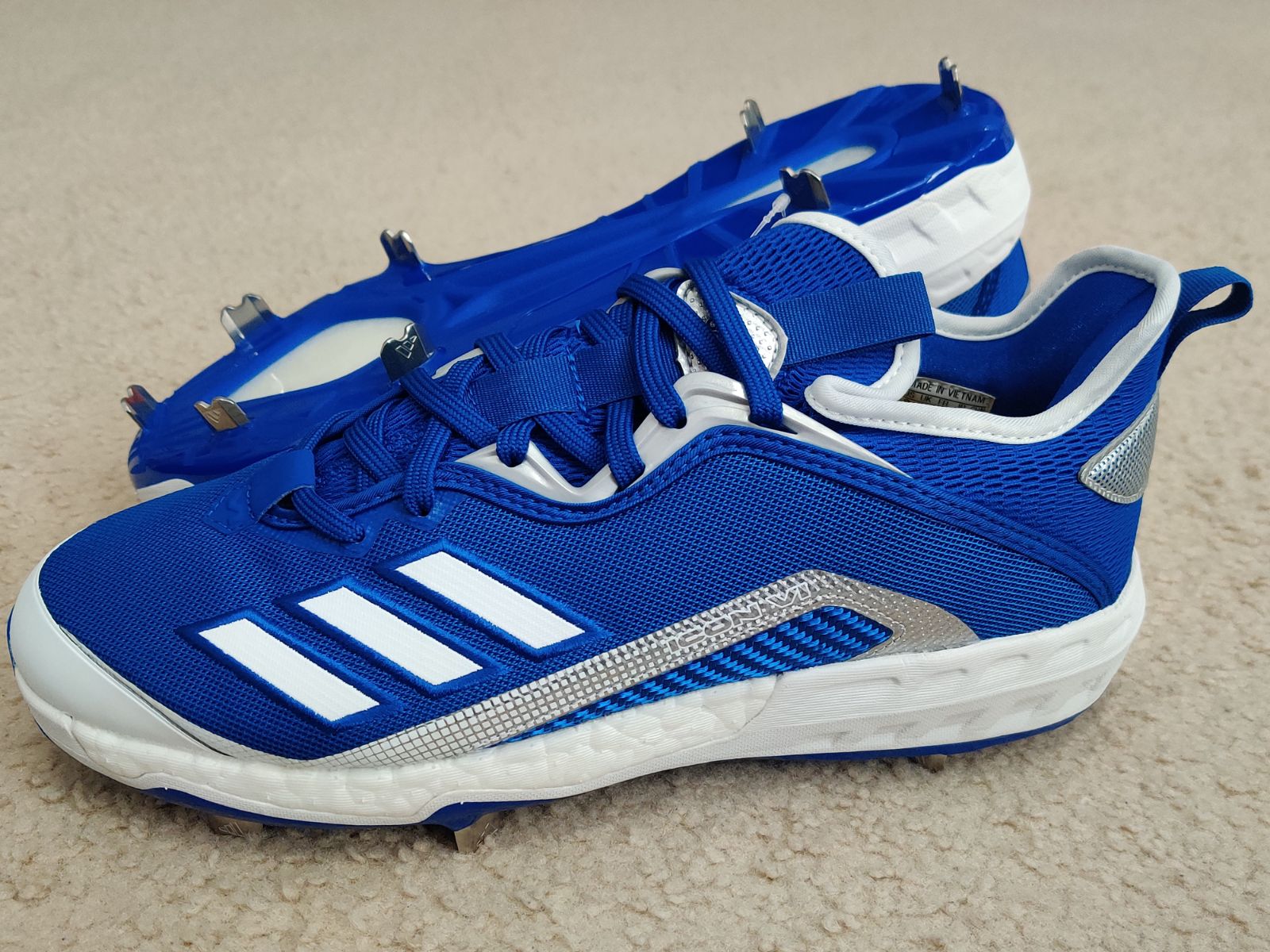 Adidas Icon 6 Baseball Cleats Metal Blue/White FV9342 Men's 9 NWT