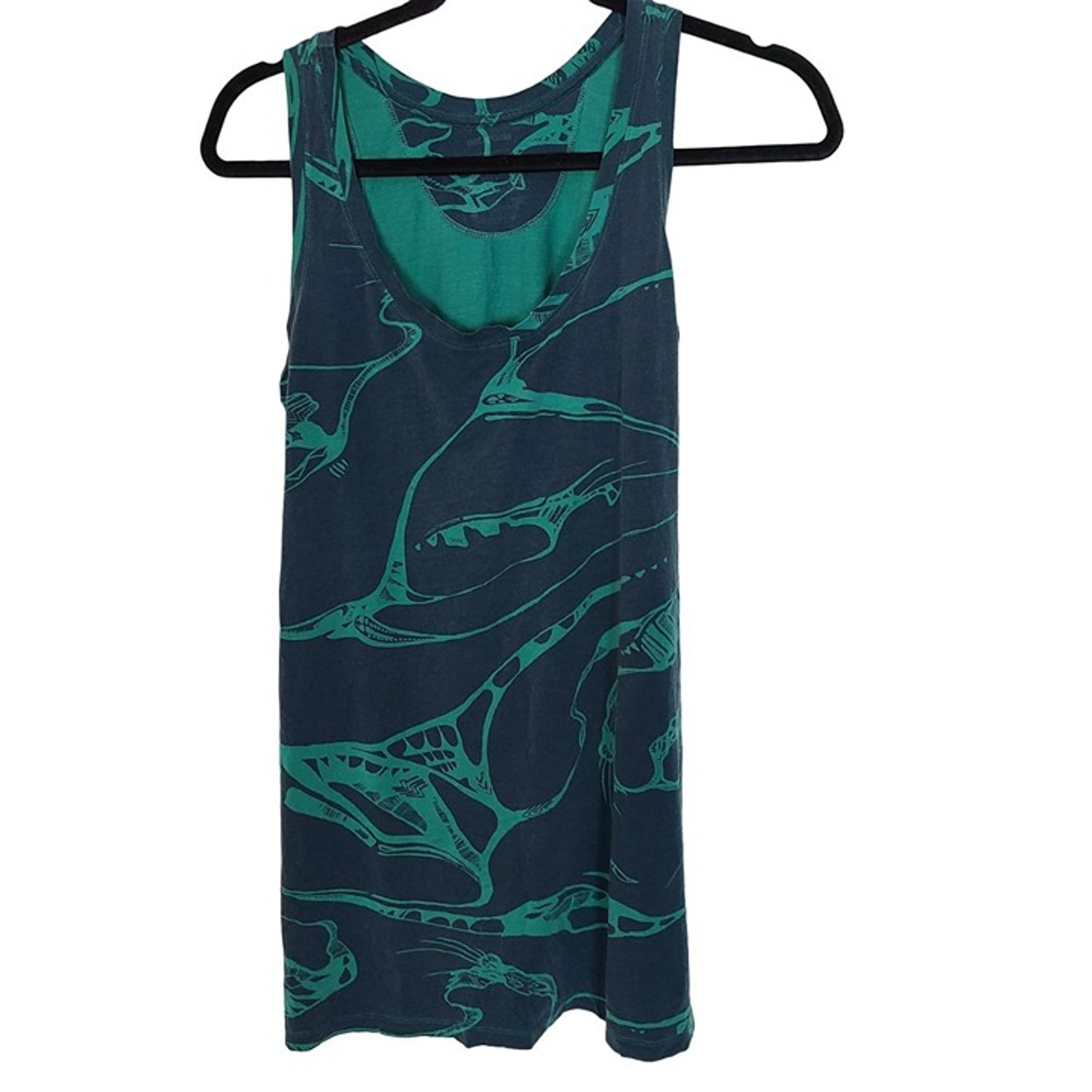 Patagonia Womens S Blue Green Abstract Print Sleeveless Athletic Tank Top