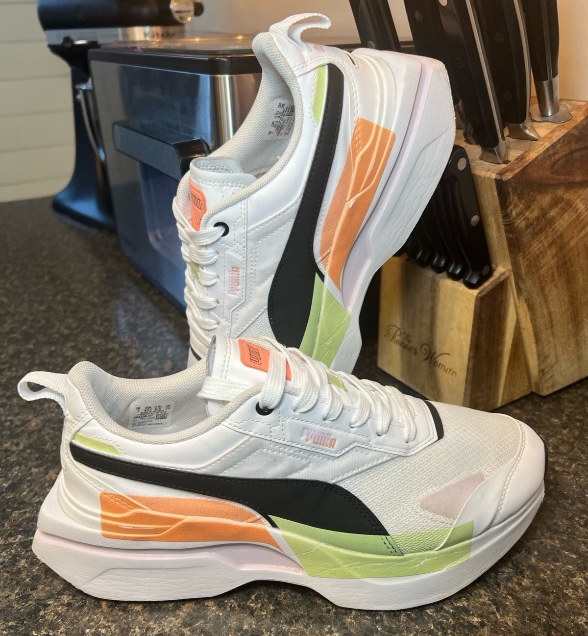Puma Kosmo Rider White Black Women Casual Platform Shoes Size 9.5