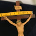 Vintage Crucifixion Life-like Scars Resin Jesus Figure on Wooden Cross 15”