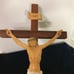Vintage Crucifixion Life-like Scars Resin Jesus Figure on Wooden Cross 15”