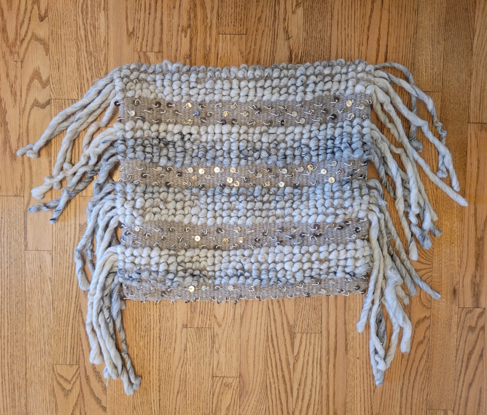 Pottery Barn Macrame Textured Striped Pillow Cover Neutral Multi 20 Sq Boho