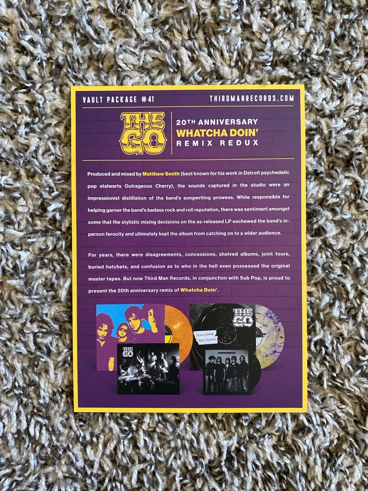 The Go 20th Anniversary Watcha Doin Remix Redux Vinyl Third Man Records Vault#41