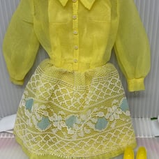 Vintage Barbie - 1969 Shirt Dressy # 1487 - Sheer Yellow Overdress w/ shoes
