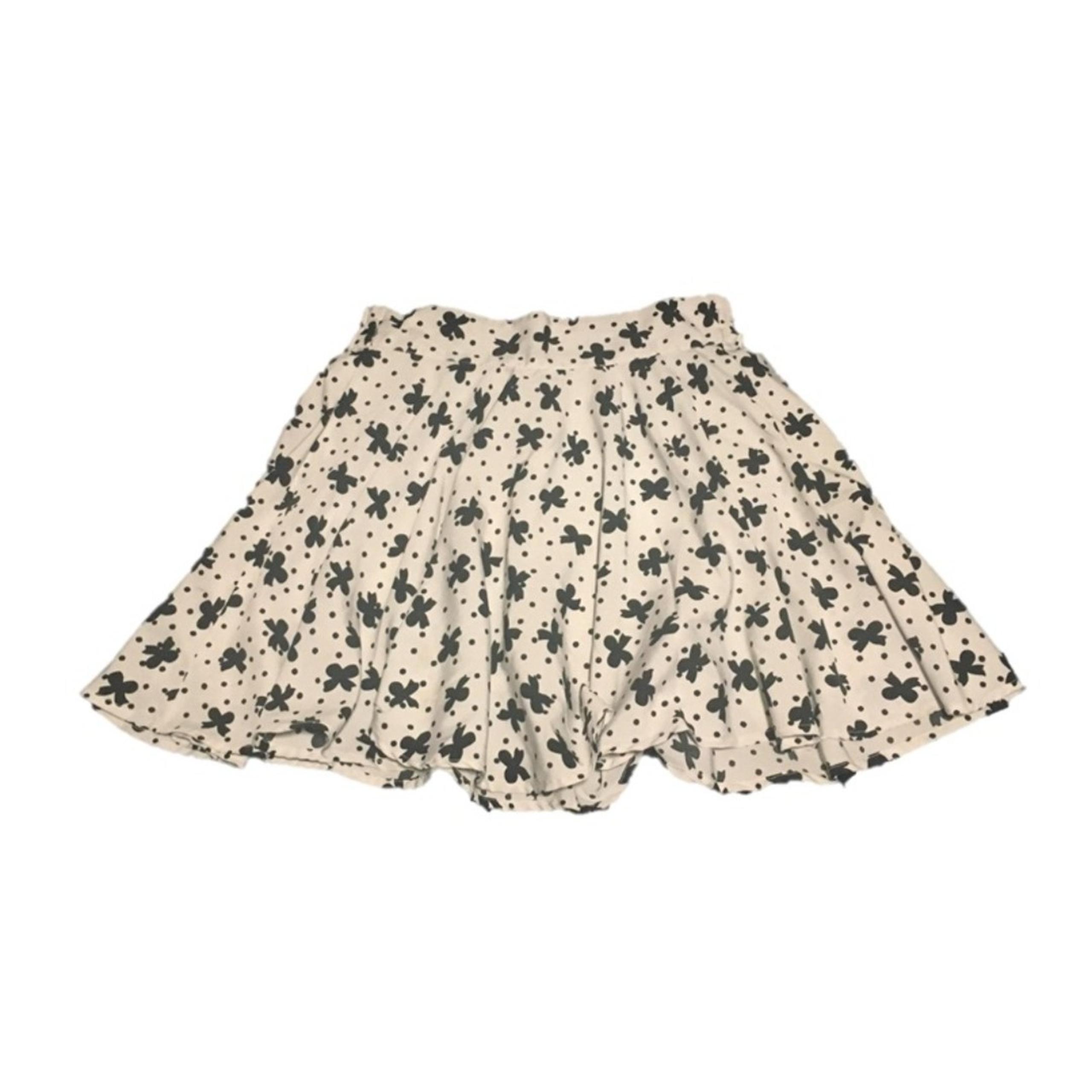dELiA*s skirt Womens Small cream black mini lined polka dots bows graphic Y2K