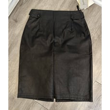 NWT’s Women’s Size 10 Genuine Leather Knee Length Black Skirt Jacqueline Ferrar