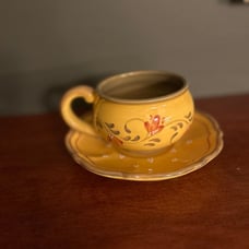 (6) DEMDACO Bienvenue Flat Cup & Saucer Sets