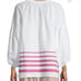 Tommy Bahama Pom Stripe 3/4 Sleeve Top Bright Blush XS
